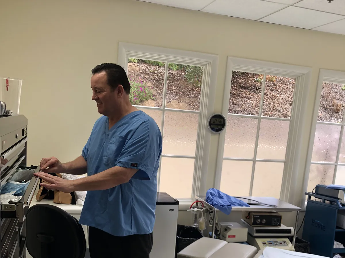 James Hooper preparing to assist a physician at the Whitaker Wellness Institute in Newport Beach.