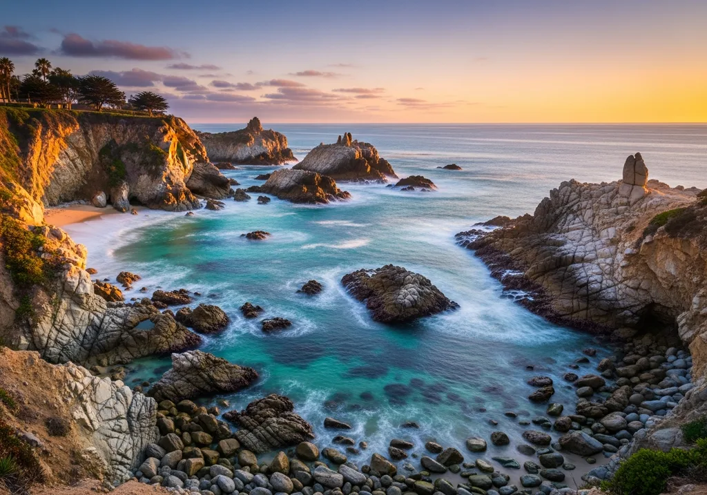 Laguna Beach rocky cove with turquoise water and coastal cliffs