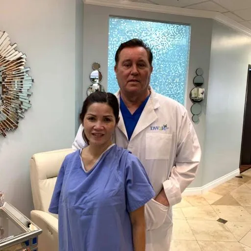 A client with James Hooper in the consultation area