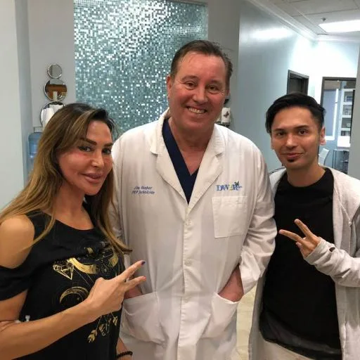 James Hooper with two guests at the studio