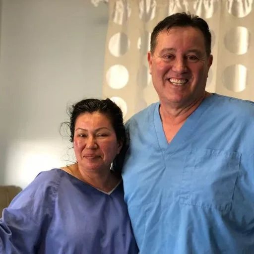 A client with James Hooper after her appointment