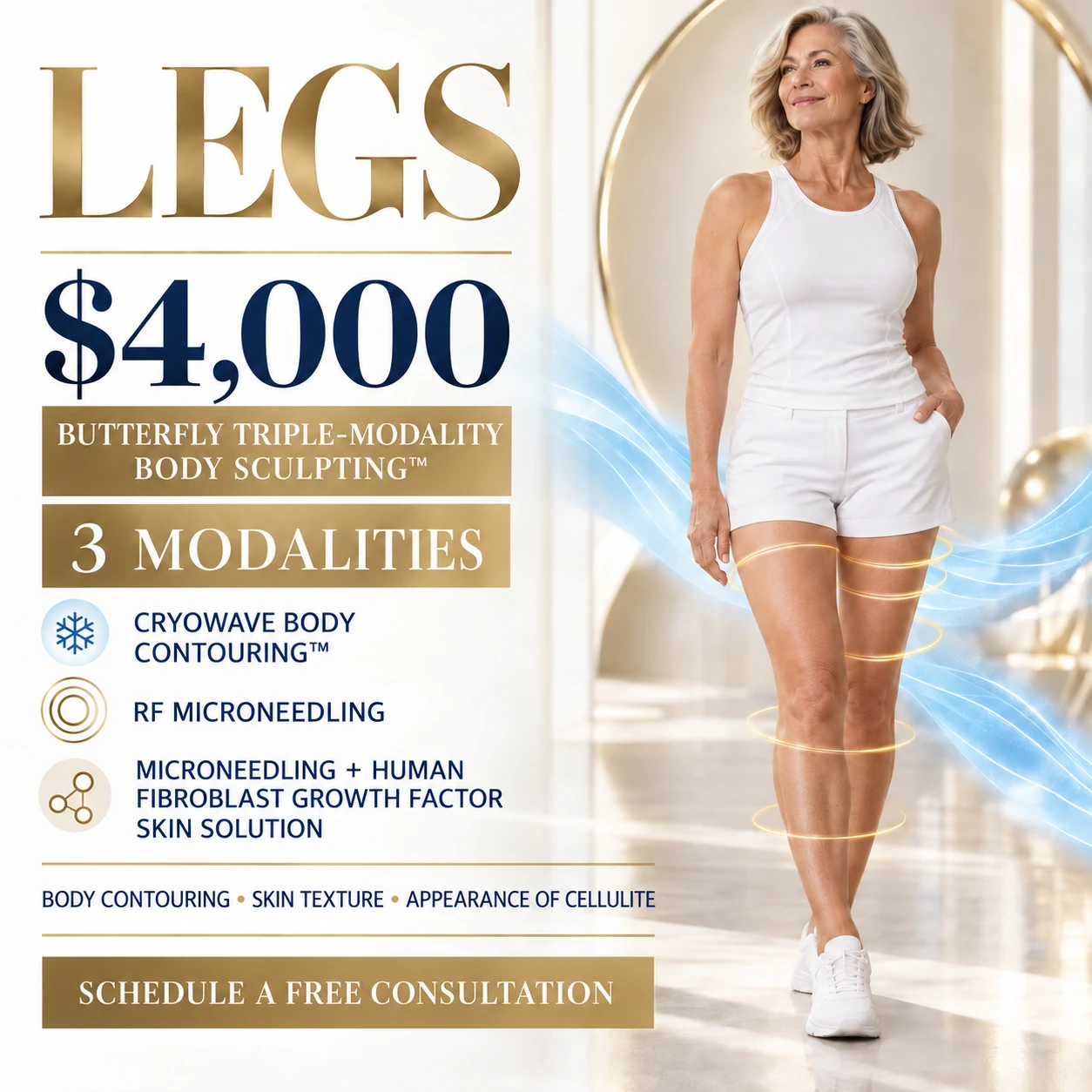 Legs — Butterfly Triple-Modality Body Sculpting promotional artwork, $4,000