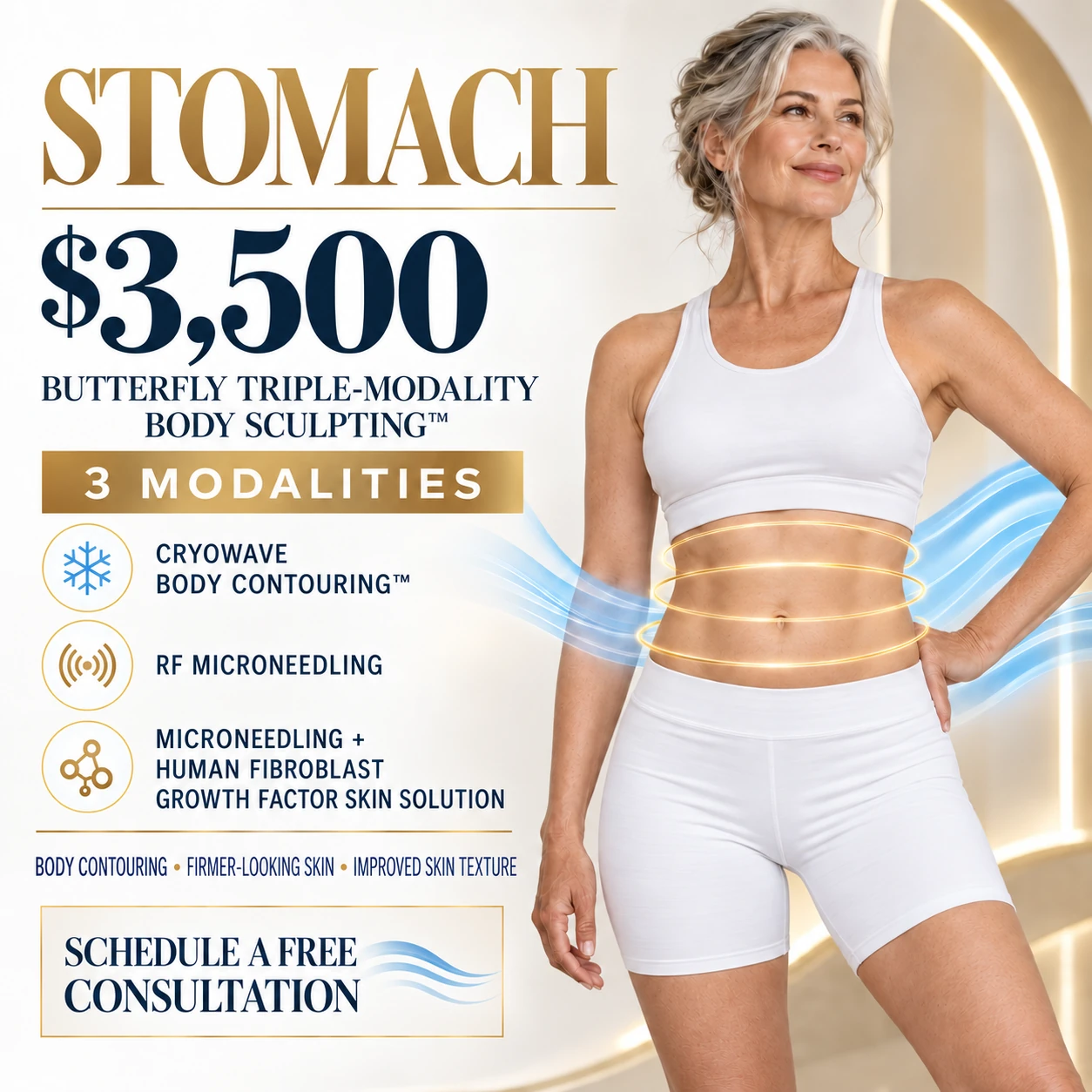 Stomach — Butterfly Triple-Modality Body Sculpting promotional artwork, $3,500