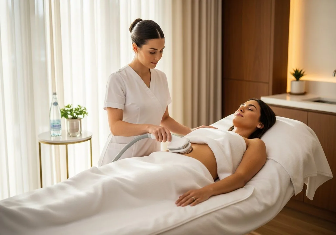 Relaxed person during a comfortable non-invasive body treatment