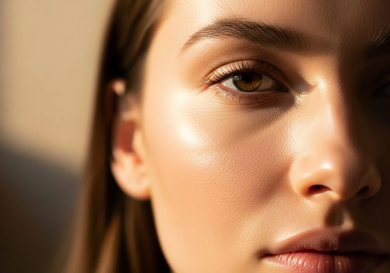 Clear smooth refined facial skin texture after microneedling