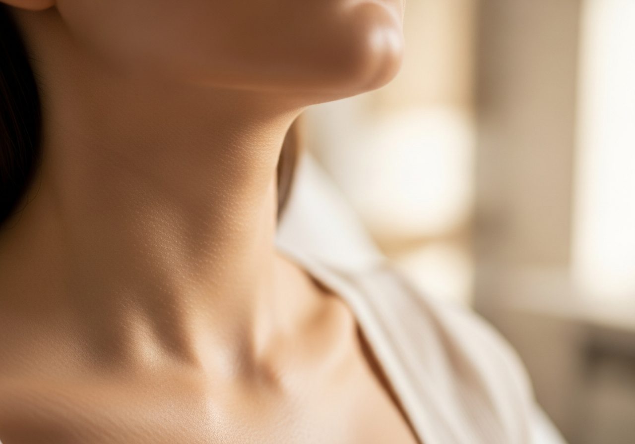 Smooth firm neck with no creping