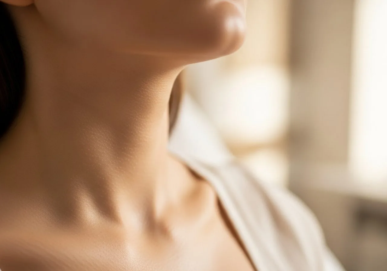 Smooth firm neck with no creping