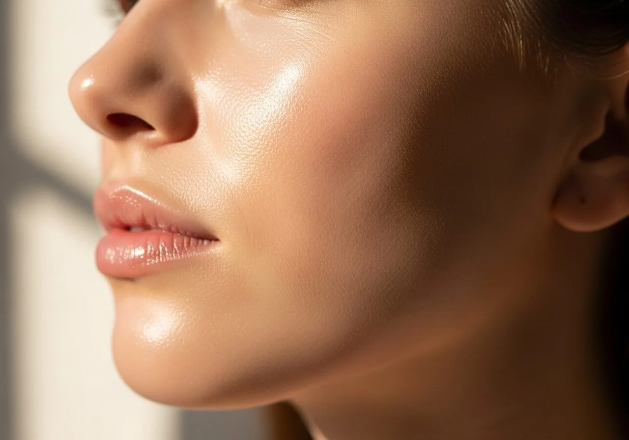 Refined glowing resurfaced and firm skin texture