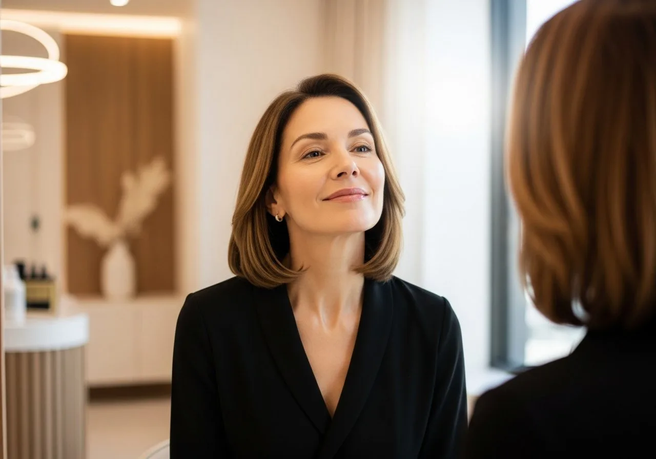 Woman admiring her rejuvenated skin