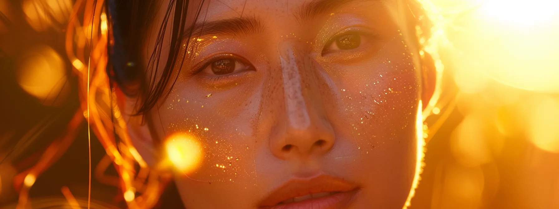 a radiant, youthful complexion illuminated by the shimmering glow of natural skin tightening products.