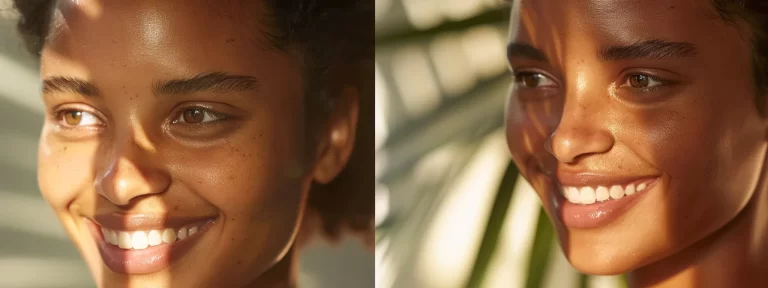 a woman with radiant, youthful skin smiling confidently after undergoing ultherapy treatment.