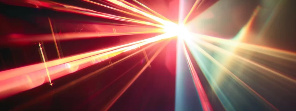 a close-up photo of a glowing, smooth skin texture under the powerful beams of a laser during a rejuvenating treatment.