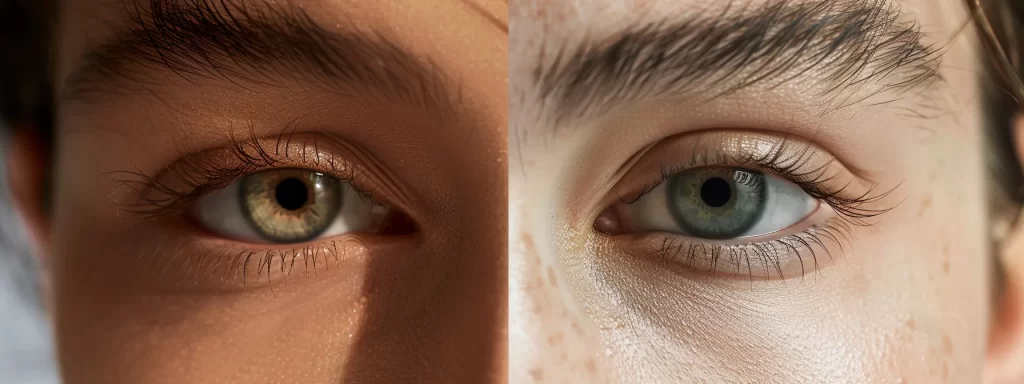 a close-up photo of a rejuvenated eyelid area, showcasing firm, lifted skin post-ultherapy treatment.