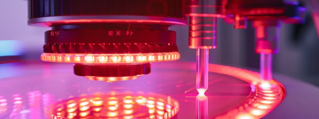 a close-up shot of a high-tech microneedling device gliding smoothly across a client's skin, with specialized topical treatments being applied to enhance results.