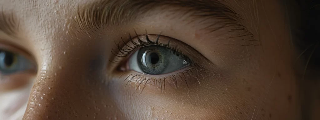 a close-up photo showing a before-and-after comparison of dark circles under the eyes, with the improvement visible after rf microneedling treatment.