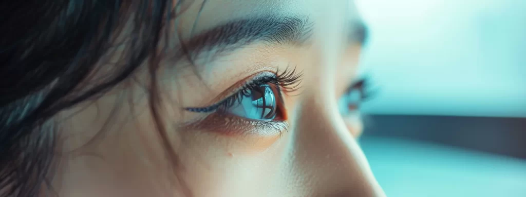 a focused patient preparing questions for their pdo thread lift eye treatment consultation.