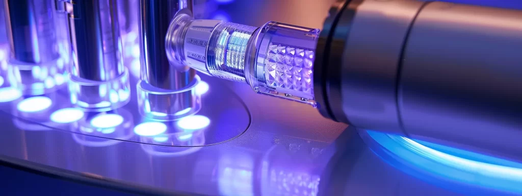 a futuristic microneedling device emitting advanced plasma technology for skin tightening treatment.