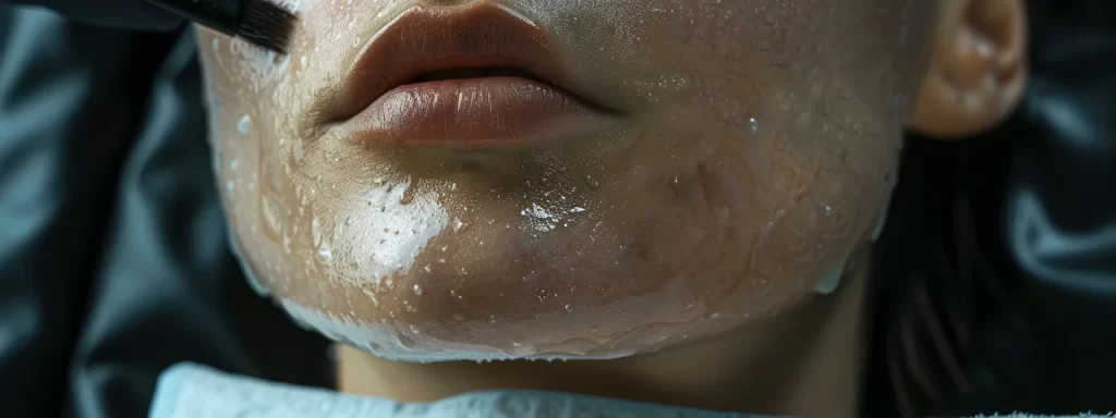 a patient's flushed and tight skin immediately after laser skin tightening treatment, with a cooling vinegar compress nearby.