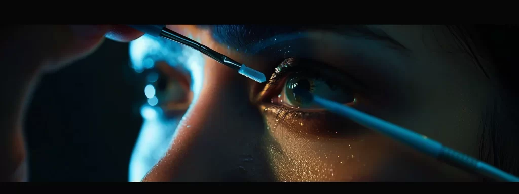 a person applying gentle skincare products to their under-eye area to prevent hyperpigmentation and support healing after rf microneedling for dark circles.