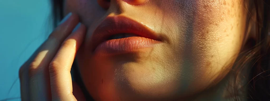 a person gently massaging their jawline with soothing cream, showcasing dedication to post-treatment care for lasting results from non-surgical enhancements.