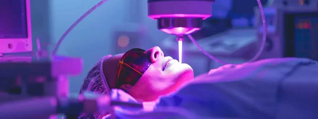 a powerful laser beam targets the skin, enhancing collagen production and rejuvenating the complexion.