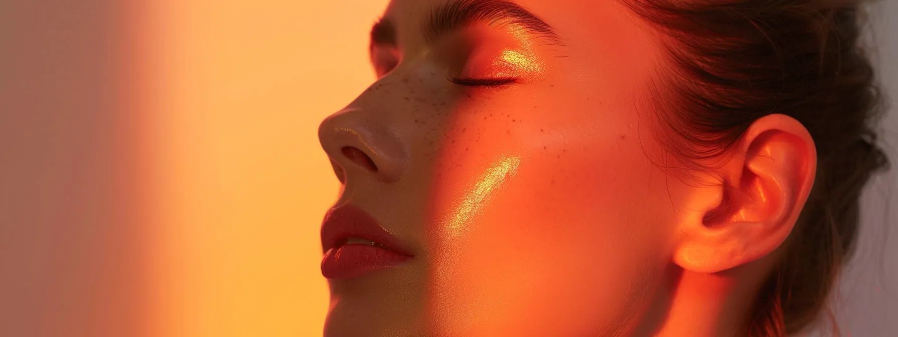 a radiant woman with flawless, glowing skin undergoing a non-surgical laser facelift treatment.