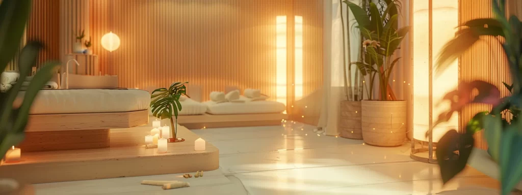a serene spa setting with soft lighting, showcasing various traditional skin tightening methods like surgical facelifts, dermal fillers, chemical peels, and radiofrequency treatments.