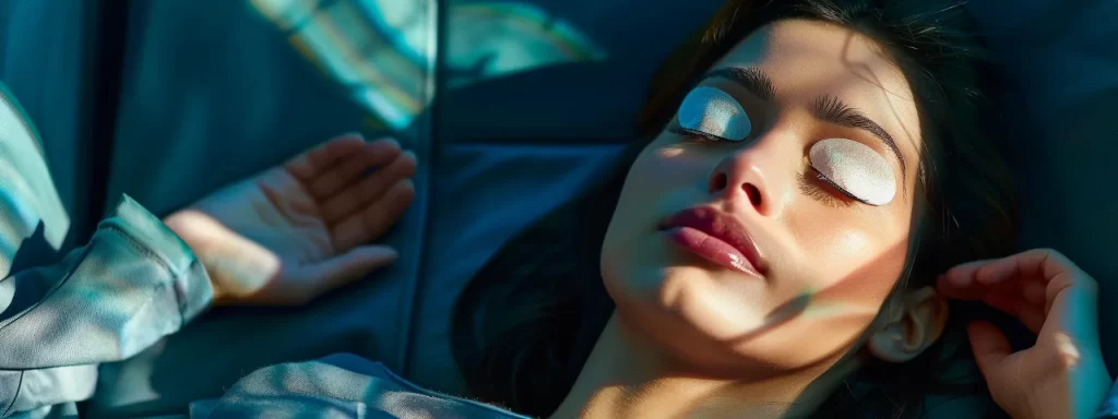 a serene woman relaxing with cold compresses on her eyes, following post-treatment care for lasting eye rejuvenation.
