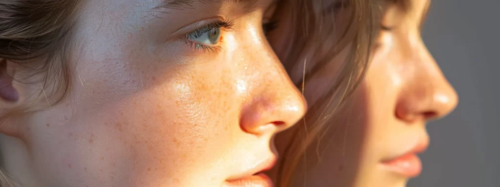a woman receiving ipl therapy, with her skin glowing and pigmentation visibly improving.