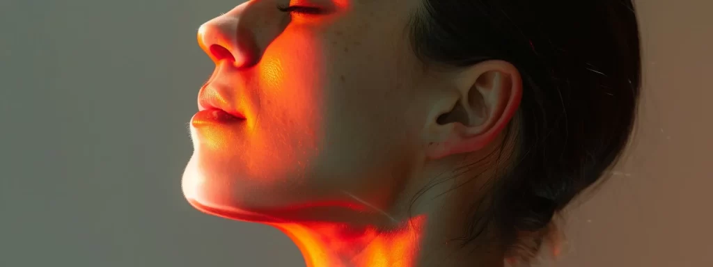 a woman undergoing laser skin tightening treatment on her neck, showcasing the advanced technology and minimal recovery time compared to traditional surgical methods.