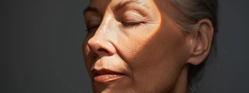 a woman with glowing, youthful skin undergoes a non-surgical laser facelift as she follows a strict skincare routine to enhance and maintain the results.