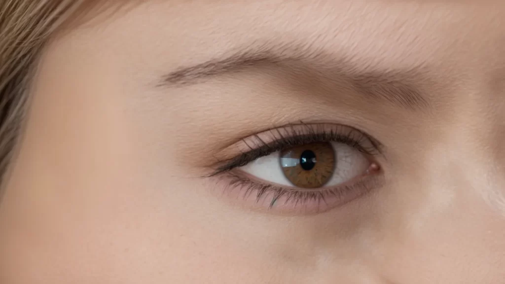 bright light from a laser treatment machine targeting the delicate skin around the eye area, rejuvenating and lifting the sagging skin without surgery.