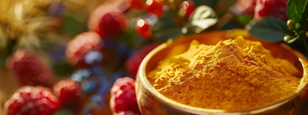 a close-up photo of a vibrant bowl filled with antioxidant-rich foods and natural powders, showcasing the essential ingredients for effective masks.