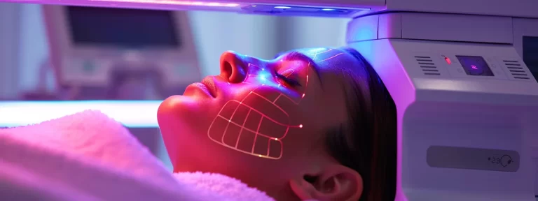 a focused ultrasound device emits energy, creating heat below the skin surface, triggering the production of collagen for firmer skin.