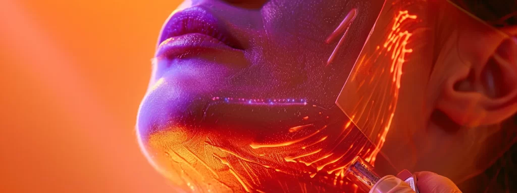 a neck being rejuvenated through ultrasound therapy, with collagen and elastin production stimulated, showing a significant reduction in wrinkles.