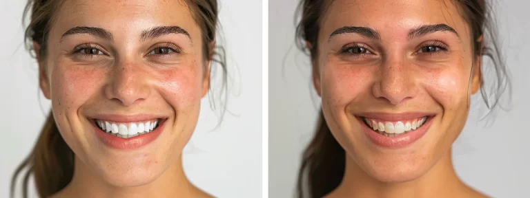 a woman with a radiant complexion and youthful appearance, smiling contentedly after an ultherapy treatment.