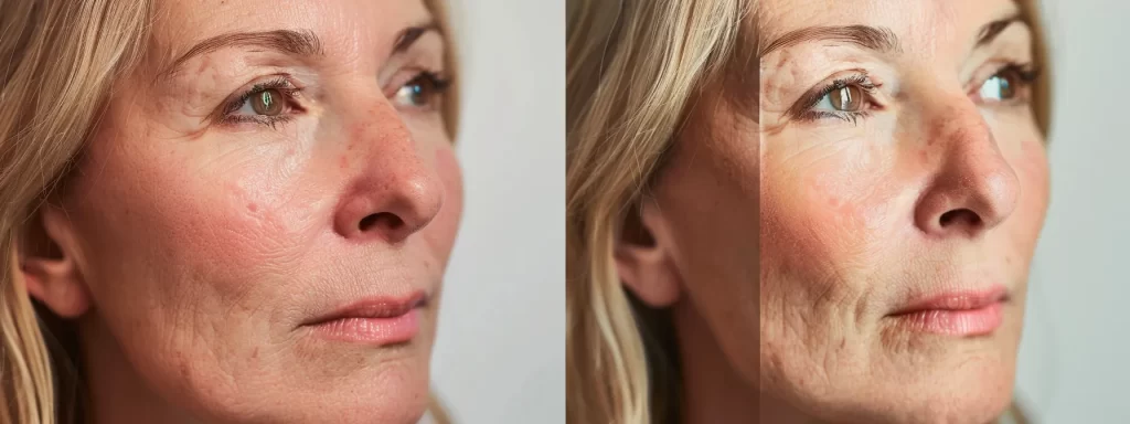 a woman with radiant, firm skin years after undergoing ultherapy, showcasing the long-term effects and lasting benefits of the treatment.